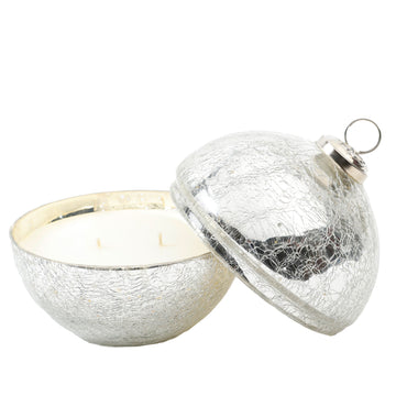 Noel Silver Glass Ornament Candle