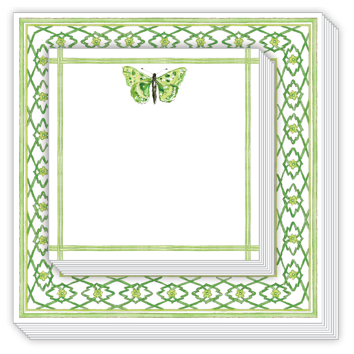Notepad Duo-Handpainted Green Geo Border