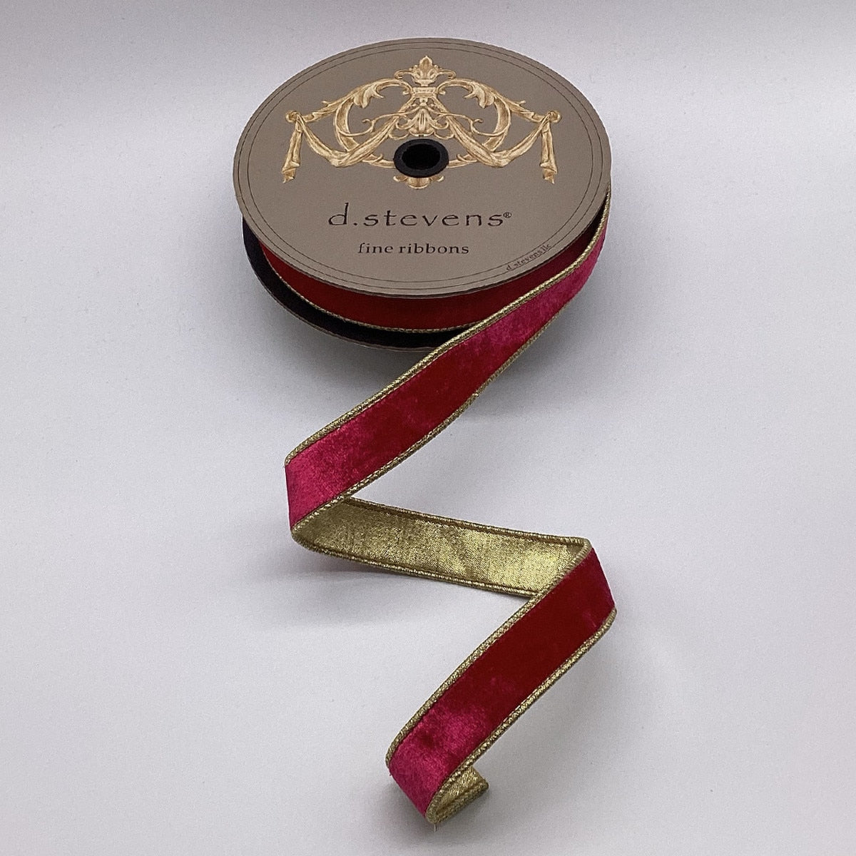 Lush Velvet Metallic Gold Back -Hot Pink - 1" x 10yds