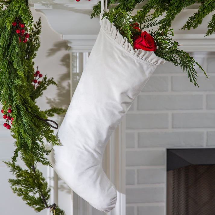 Velvet Large Stocking - Cream