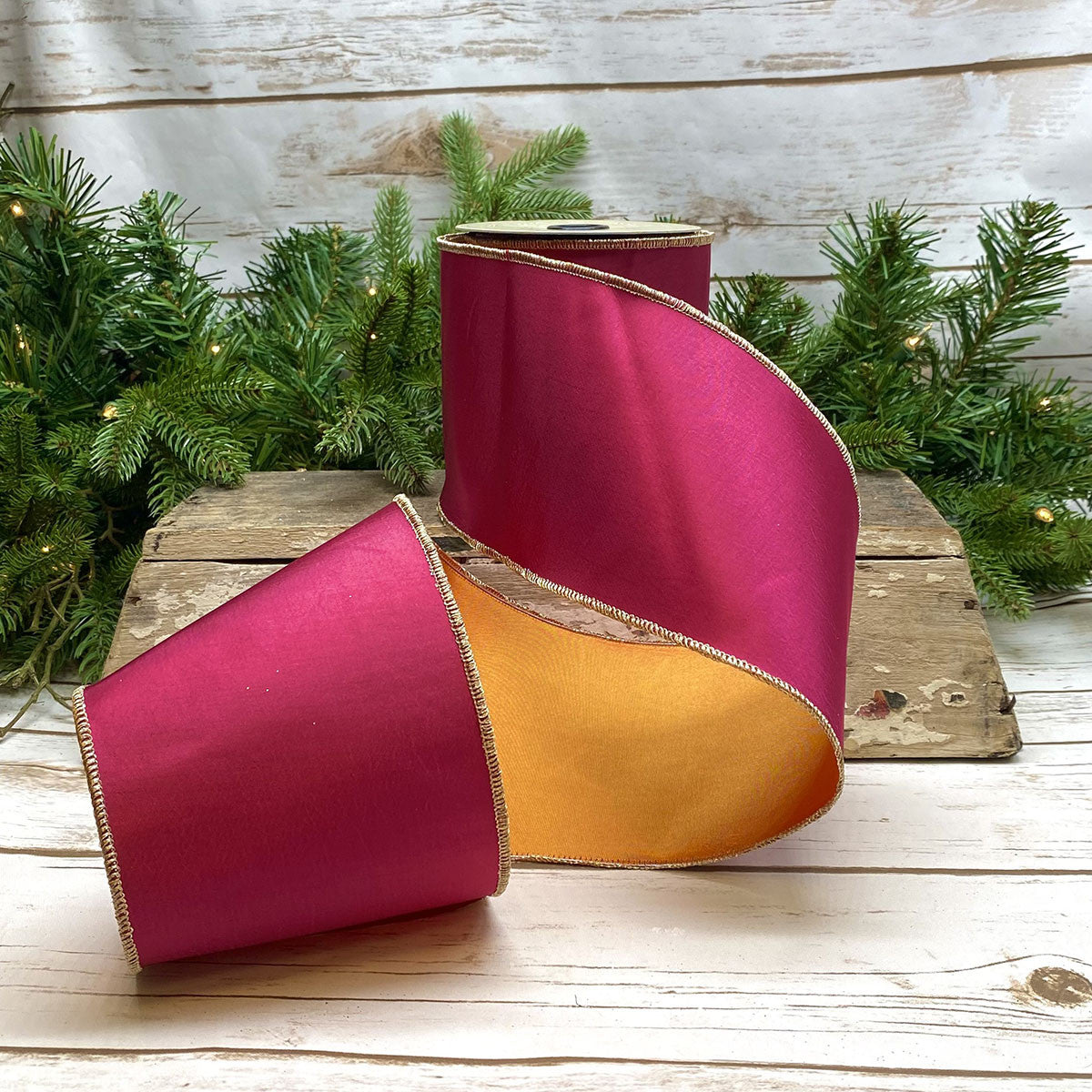 taffeta double side, orange/hot pink