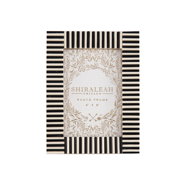 Paris Striped 4" X 6" Picture Frame, Black