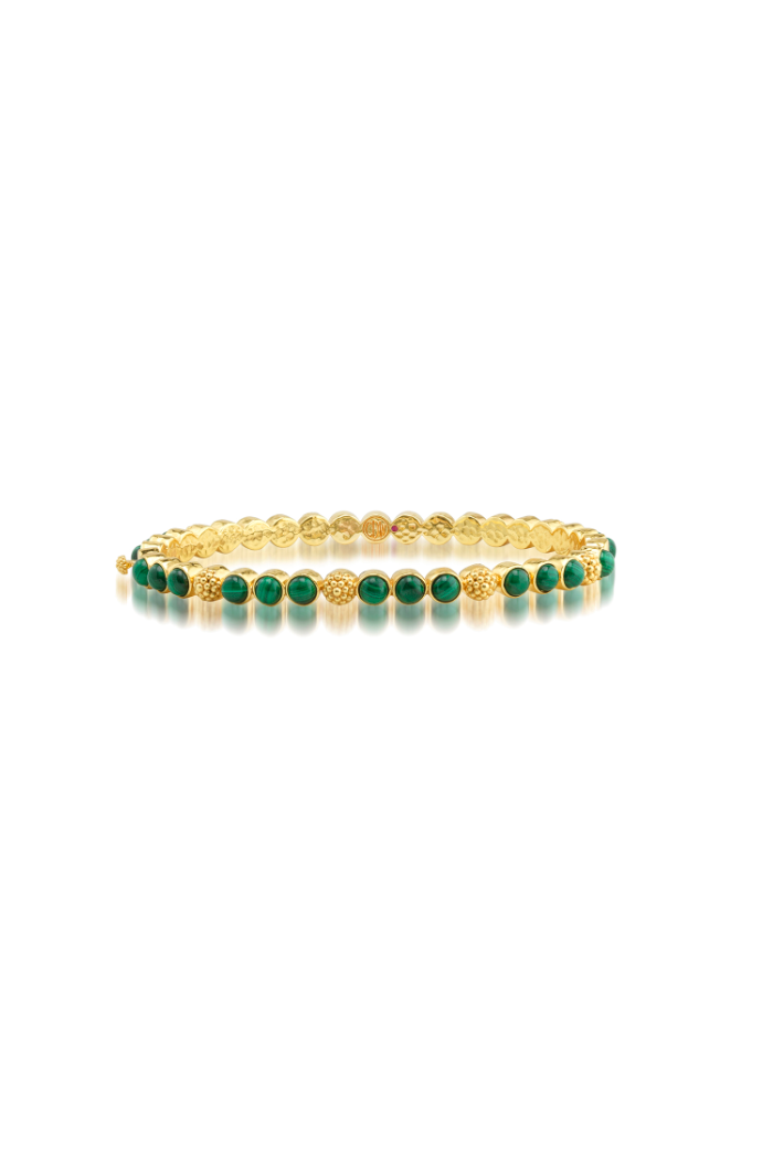 BERRY GEM PETITE HINGED BANGLE MALACHITE