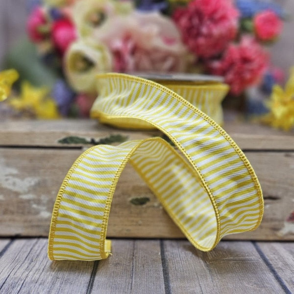 Jacquard Summer Stripes, Yellow White - 1.5“ x 10yds