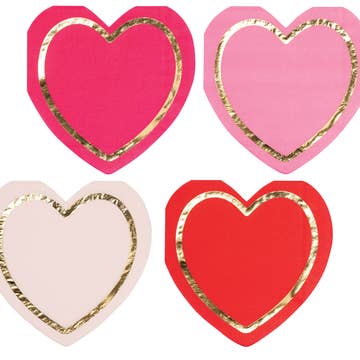 Heart Die Cut Lunch Napkin Love Notes Assorted/16 Pkg