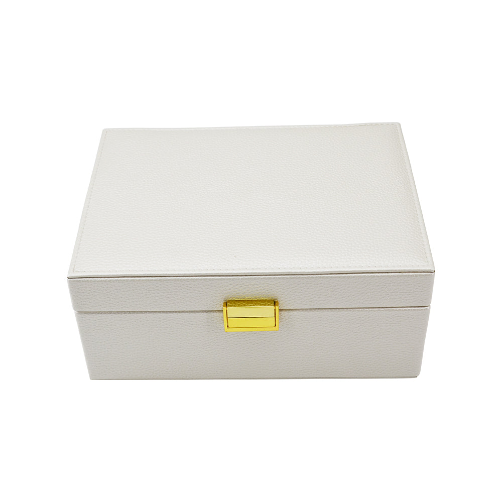 Leah 2 Tier Jewelry Box - Pearl White