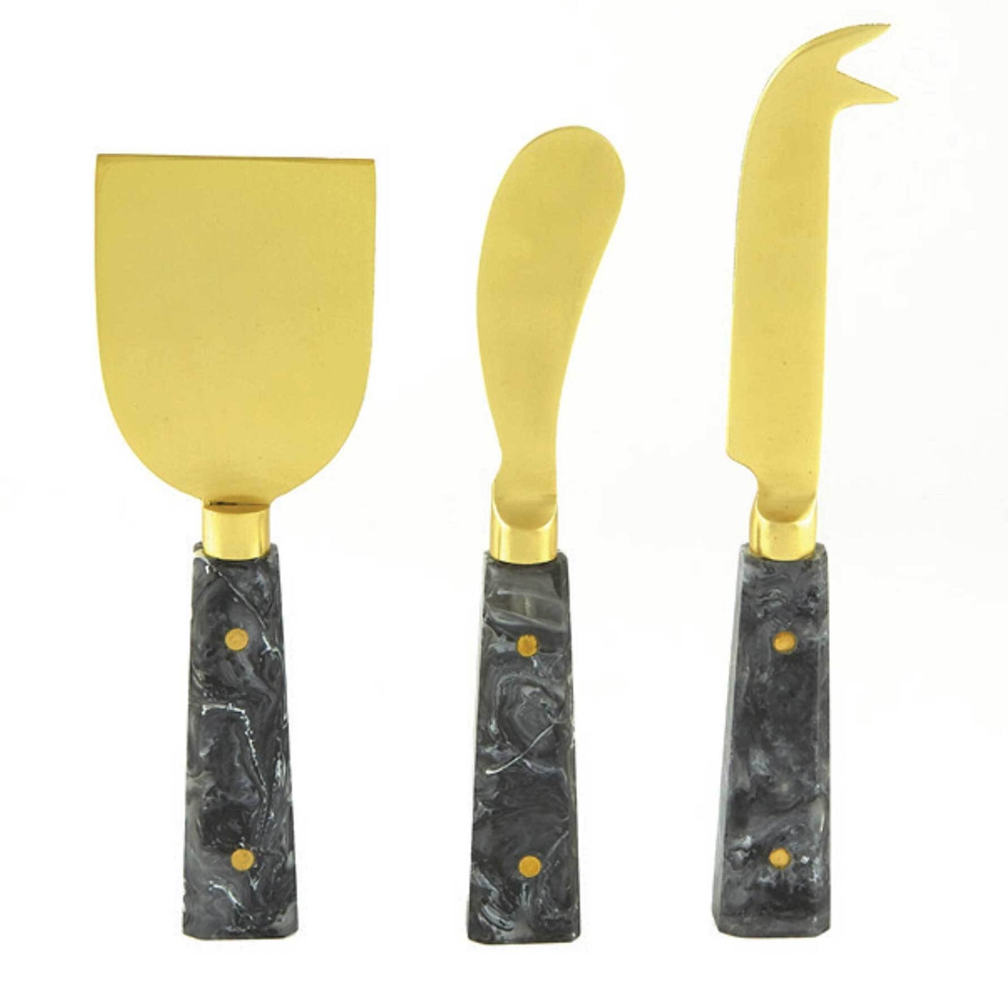 3-pc Cheese Set Gold Finish Grey