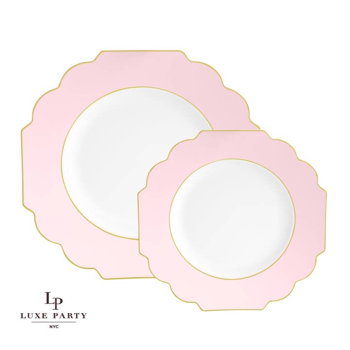 8.5"Scalloped Blush Plastic Dessert Plates | 10 Pack