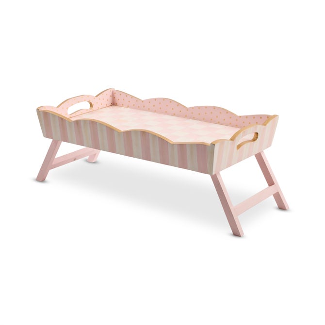 Mocha Check Breakfast Tray - Rosy Check