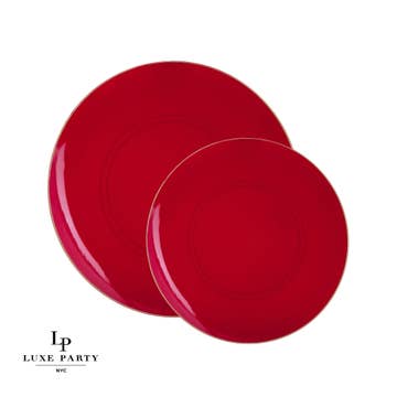 Red • 10.25" Round Plastic Plates | 10 Pack
