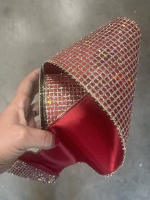taffeta glitter mesh platinum/red
