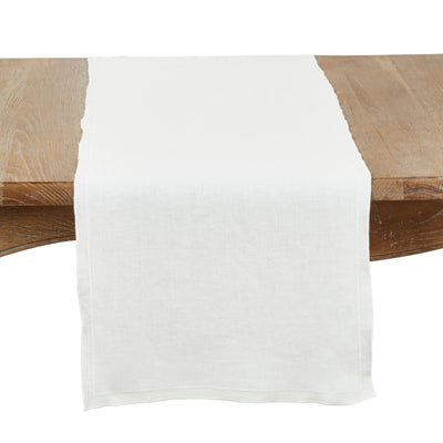 Stonewashed Overlock Border Runner - Ivory 16"x72"