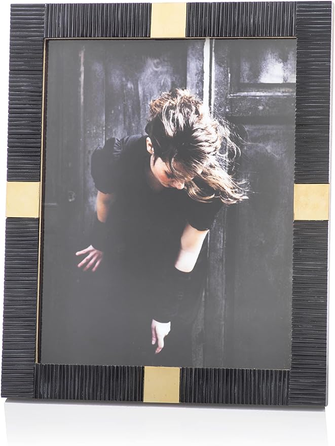 MAHA BLACK BONE W/ BRASS TRIM PHOTO FRAME-8X10,