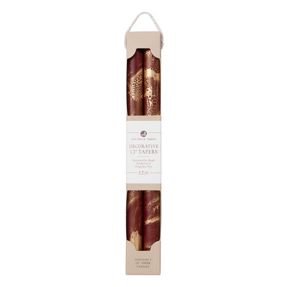 Bordeaux w/ Gold 12" Tapers 2pk