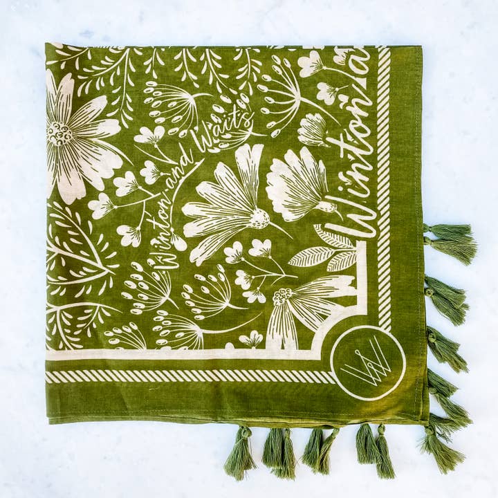 Olive Tassel Scarf