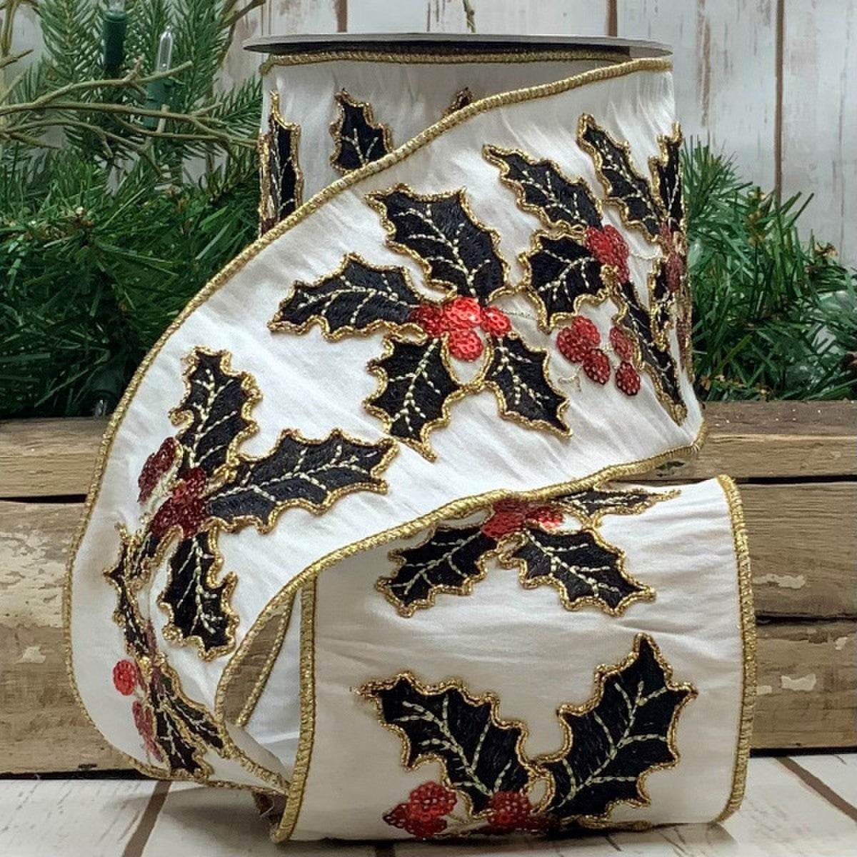 Dupion holly embroider