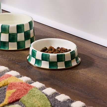 Emerald Check Small Pet Dish