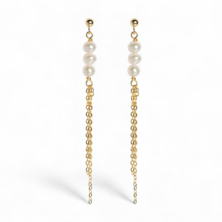 Linear Pearl Stud Earrings
