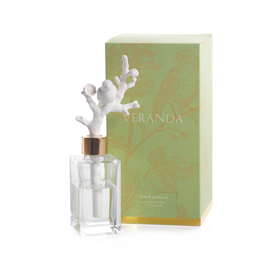 Veranda Porcelain Diffuser - Bird on a Branch / French Gardenia