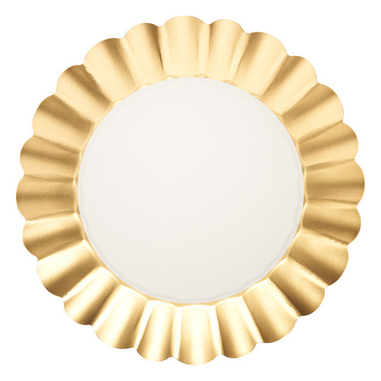 Scalloped Dinner Plate Gold & White/8pkg