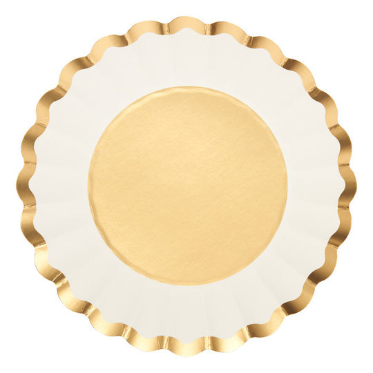 Scalloped Salad Plate Gold & White/8pkg