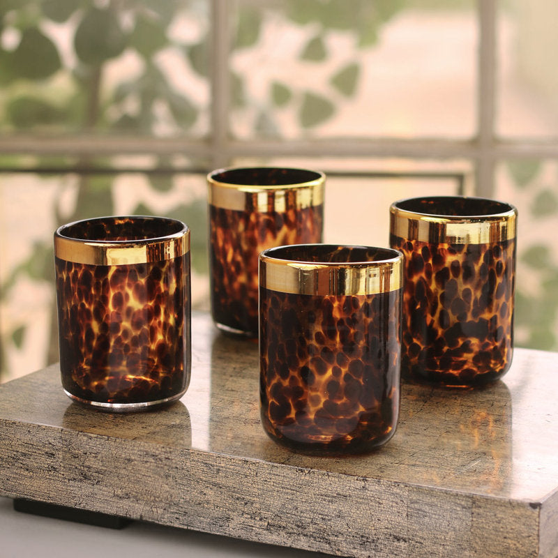 Tortoise and Gold Tumbler Set of 4