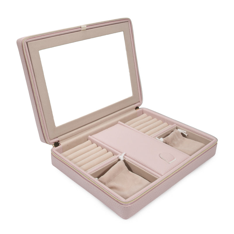 Leah Large Travel Jewelry Case - Pearl White