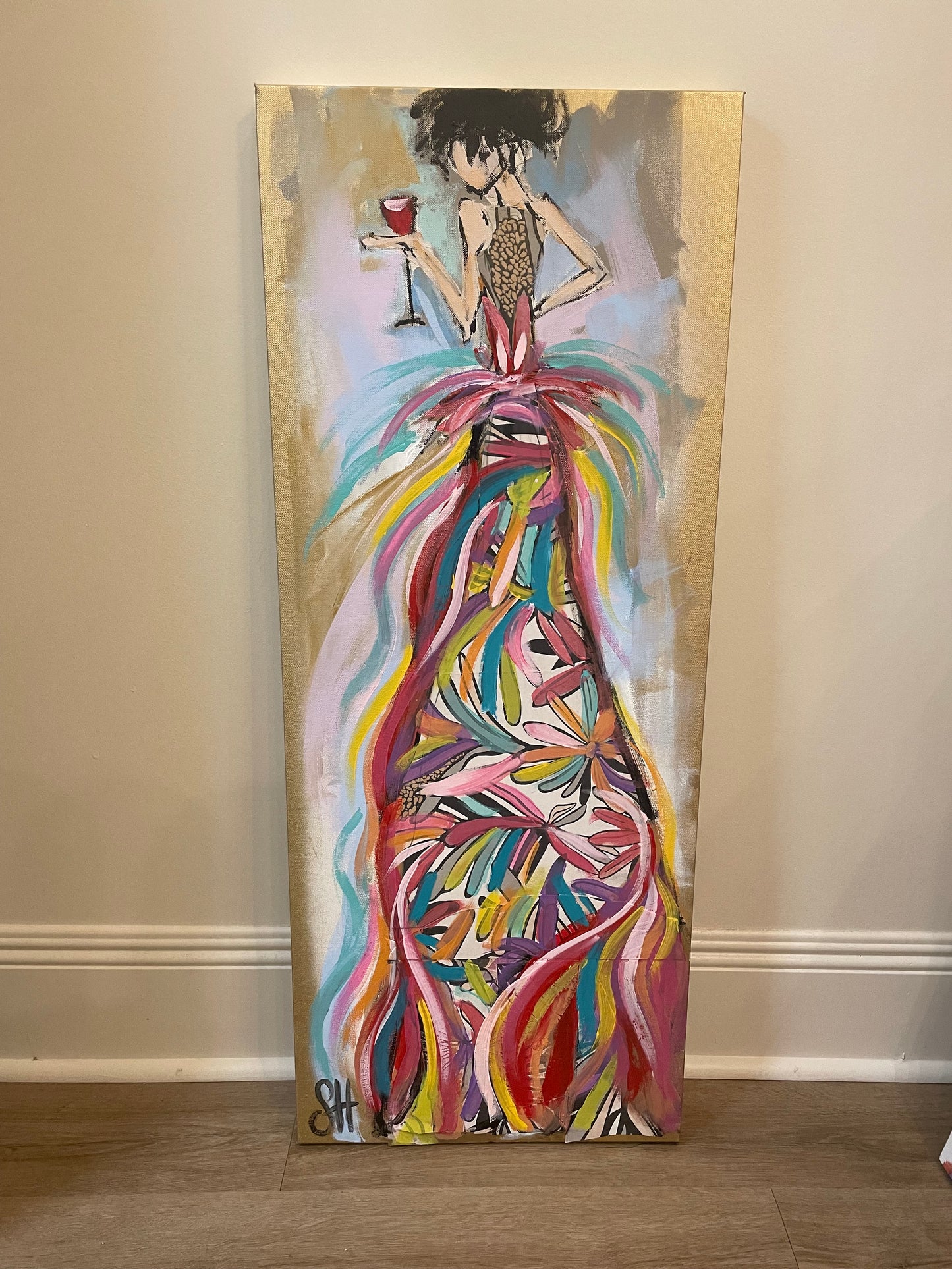 Shawn Hodges - Tall Skinny Girl w/ Wine 16"x40"