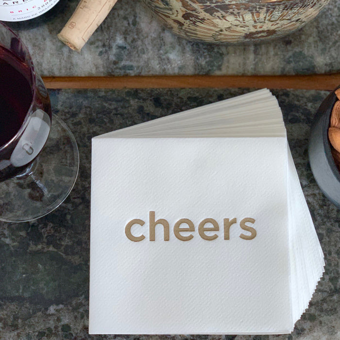 CHEERS METALLIC COCKTAIL NAPKINS