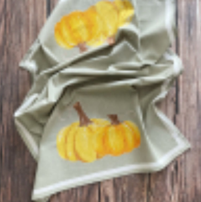 Golden Pumpkins Floursack Kitchen Towel S/2