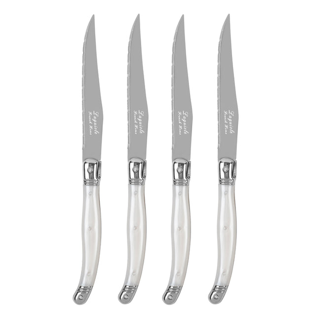 Pearl White 4-Piece Laguiole Connoisseur Steak Knife Set