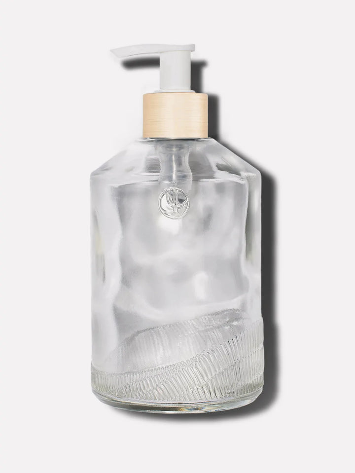 Empty Glass Bottle Clear, White Pump