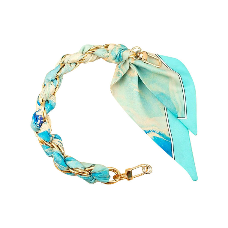 Gold Phone Chain with Scarf - Blue Ocean