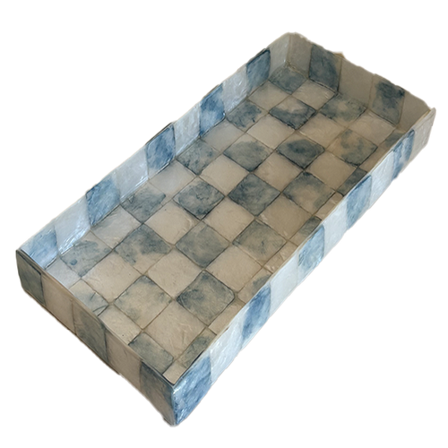 Sky Check Capiz Vanity Tray