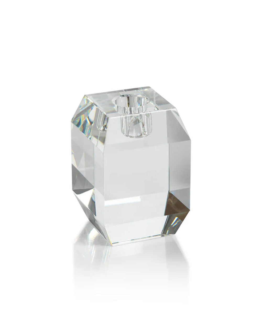 BEVELED CUBIC CRYSTAL TAPER HOLDER 5.5
