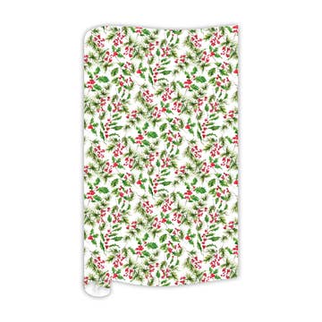 8Ft-Handpainted Pine Sprigs with Holly and Berries