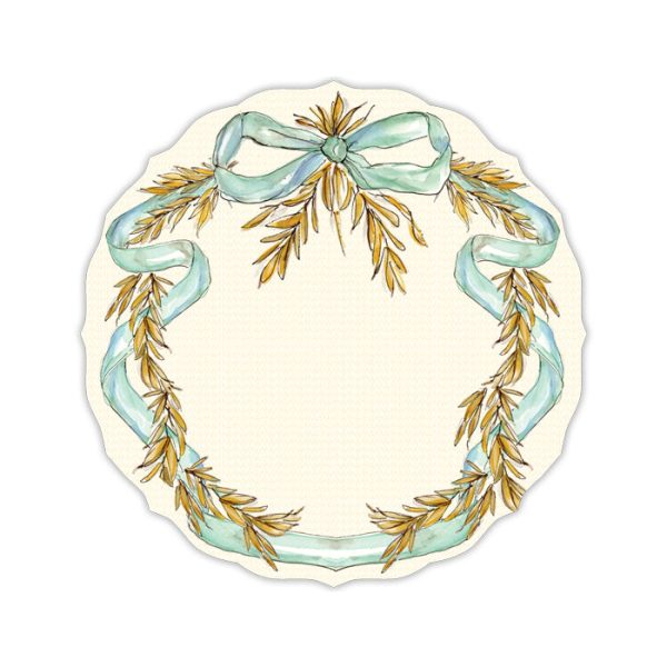 Posh Die Placemat - Handpainted Wheat Border with Seaglass-Bows