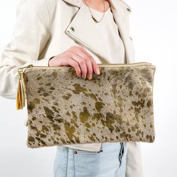 Hyde Stripe Clutch - Gold Metallic