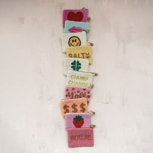 Beaded Cotton Coin Purse - 5-1/2"L x 4"W