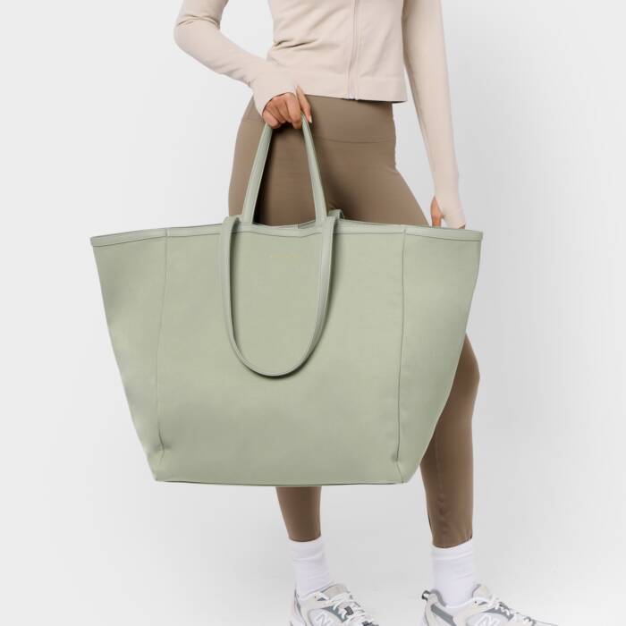 Nylon-Luxe Oversized Tote Bag - Matcha