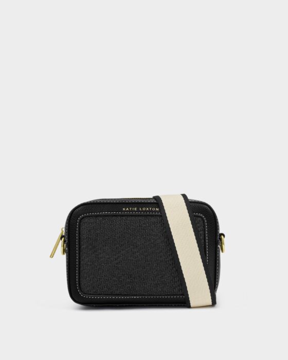 Avery Raffia Small Crossbody Bag - Black