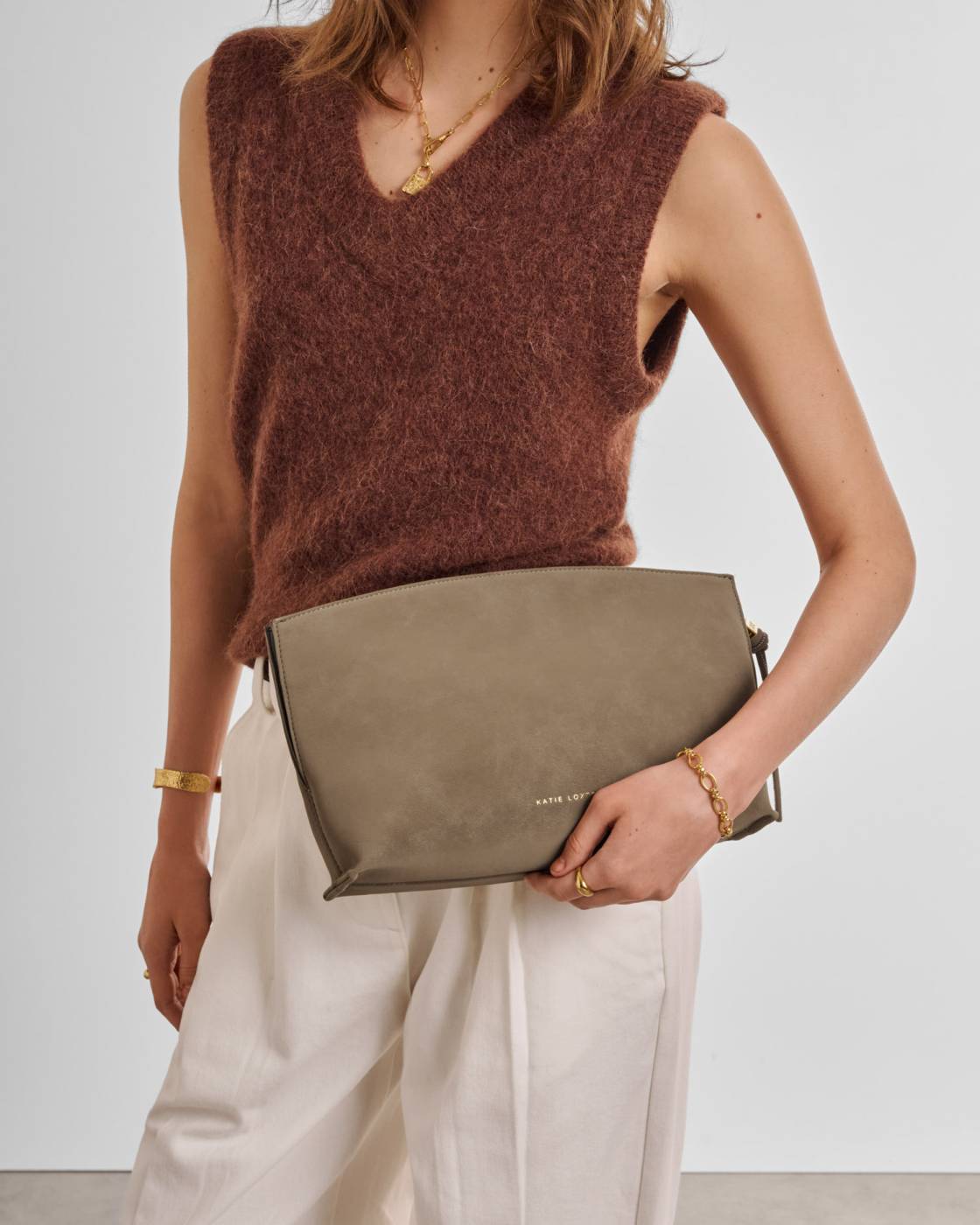 FREYA CLUTCH | Taupe Suedette