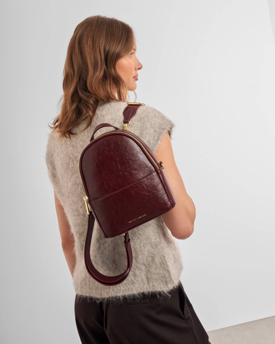 Mika Small Distressed Backpack - Cherry