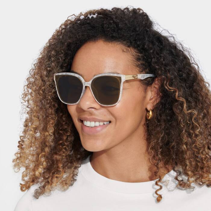 Savannah Sunglasses - White Marble