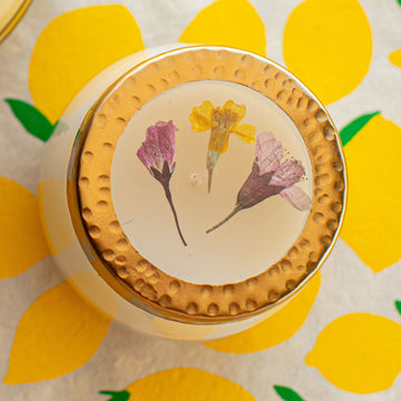Pressed Floral Candle - Lemon Blossom & Lychee - small
