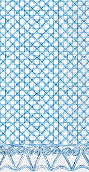 Botanical Cane Guest Towel Blue