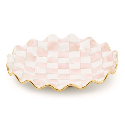 Rosy Check Ceramic Fluted Dessert Plate
