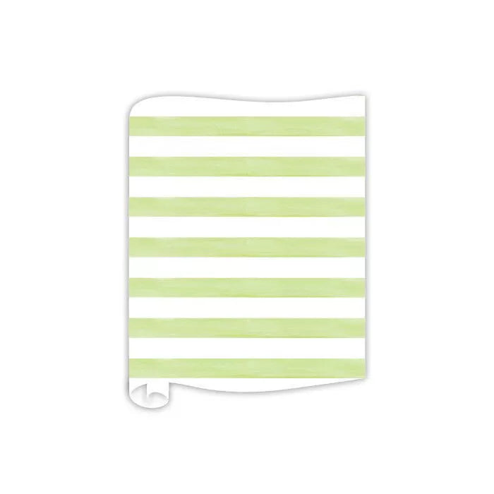 Handpainted Lime Green Cabana Stripe - Table Runner