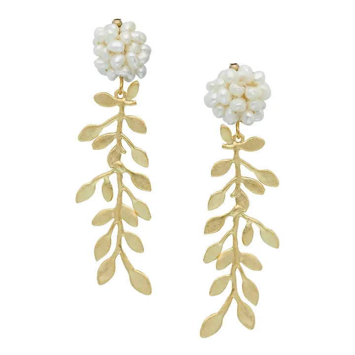 Pearl Cluster Vine Earrings