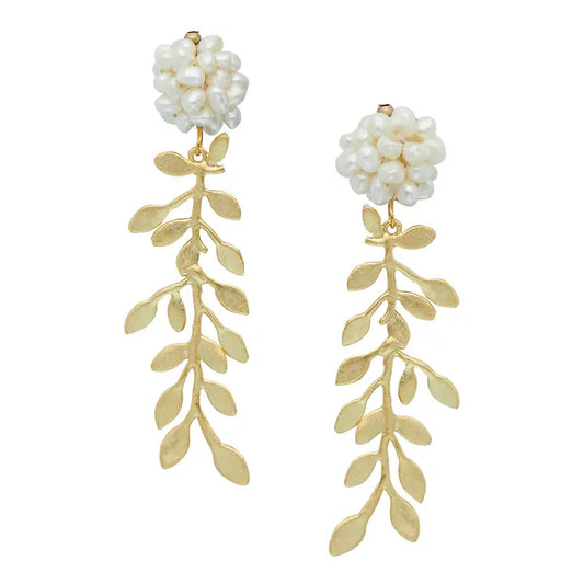 Pearl Cluster Vine Earrings